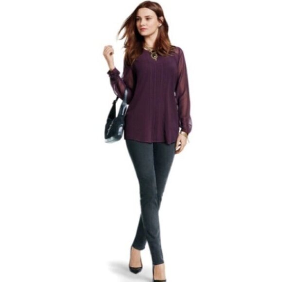 CABI Entice Long Sleeve Blouse Plum Style 3092 Sz S #287A - Picture 1 of 10